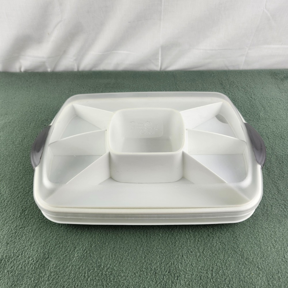 Pampered Chef Chillzanne Rectangle Server Deviled Egg Veggie Tray Lid Retired